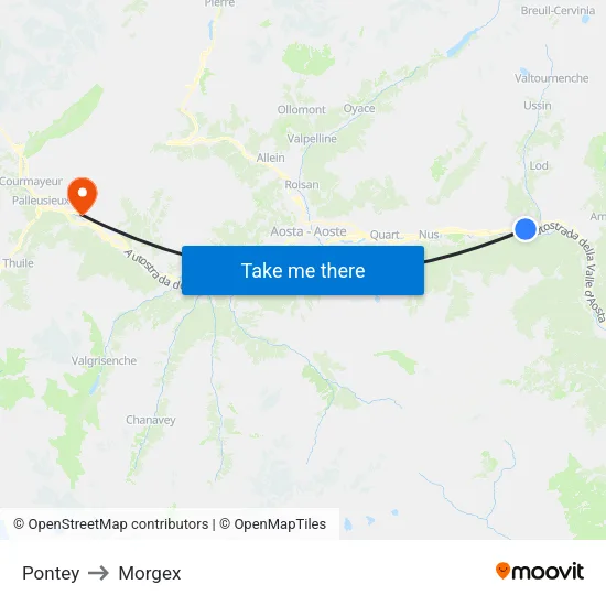 Pontey to Morgex map