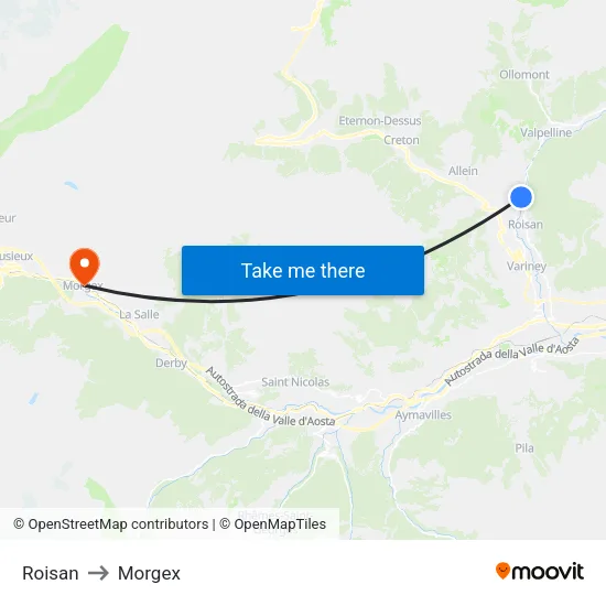 Roisan to Morgex map