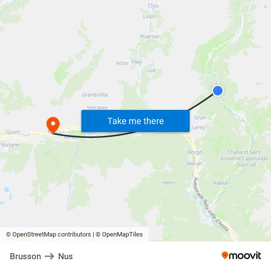 Brusson to Nus map