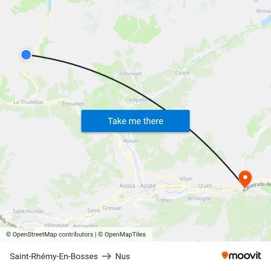 Saint-Rhémy-En-Bosses to Nus map