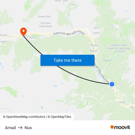 Arnad to Nus map