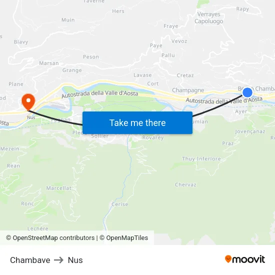 Chambave to Nus map
