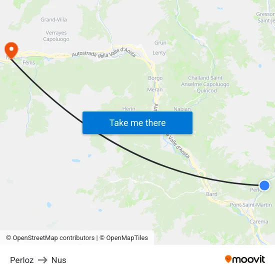 Perloz to Nus map