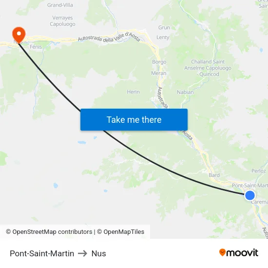 Pont-Saint-Martin to Nus map