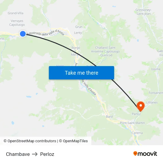 Chambave to Perloz map