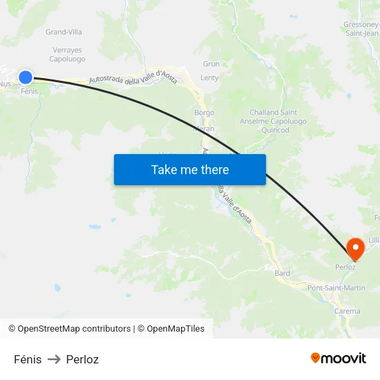 Fénis to Perloz map