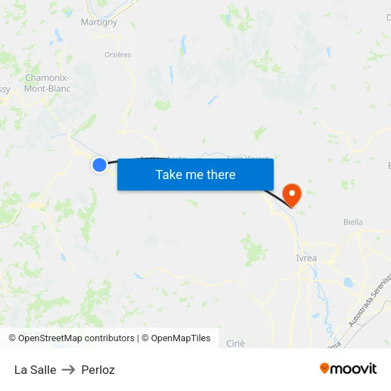 La Salle to Perloz map