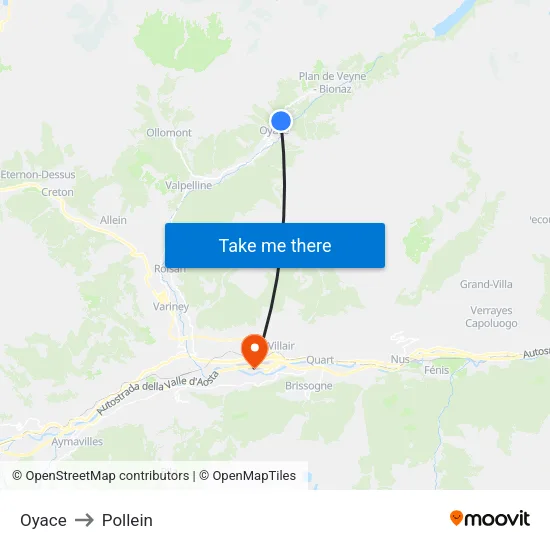 Oyace to Pollein map
