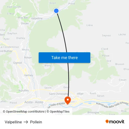 Valpelline to Pollein map