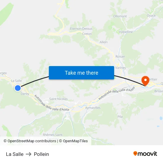 La Salle to Pollein map