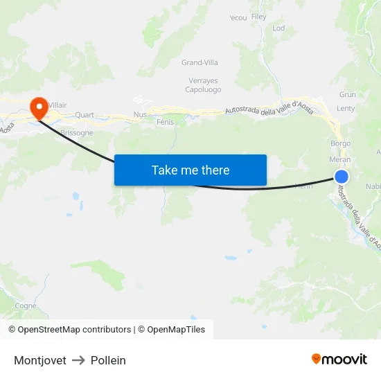 Montjovet to Pollein map