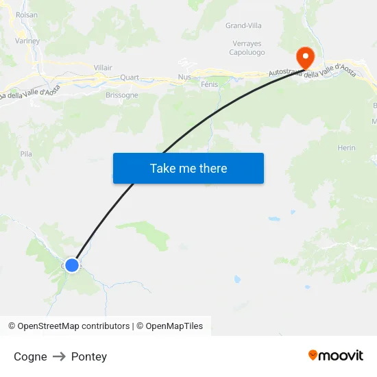 Cogne to Pontey map