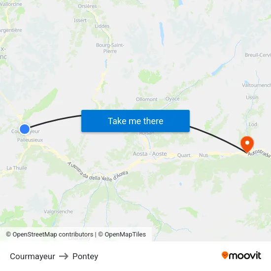 Courmayeur to Pontey map