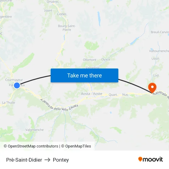 Prè-Saint-Didier to Pontey map