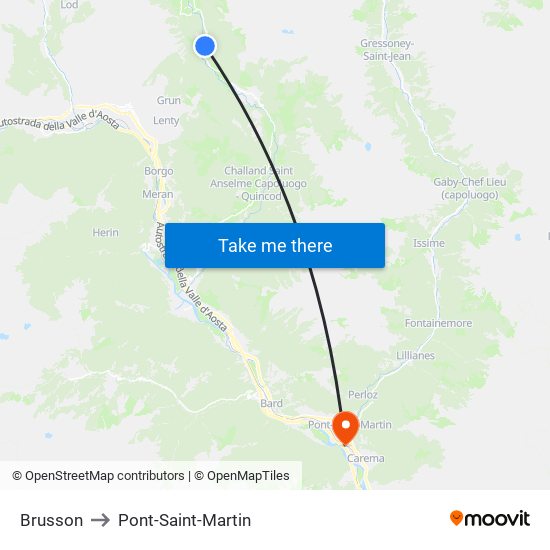 Brusson to Pont-Saint-Martin map