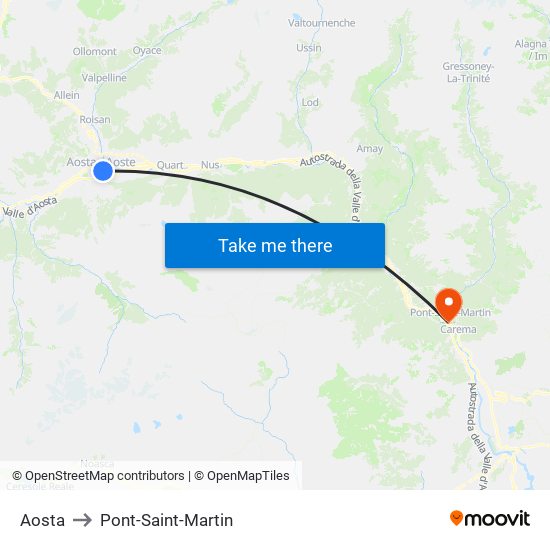 Aosta to Pont-Saint-Martin map