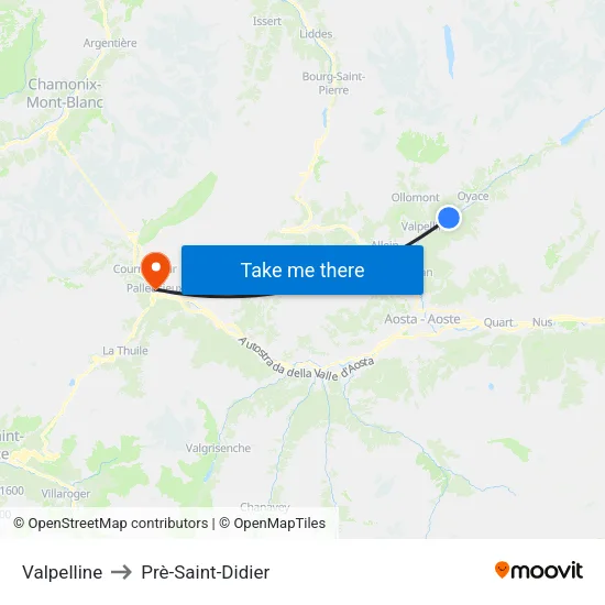 Valpelline to Prè-Saint-Didier map