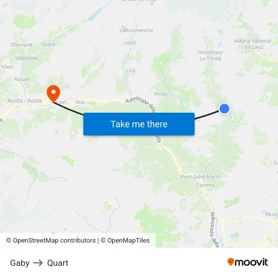 Gaby to Quart map