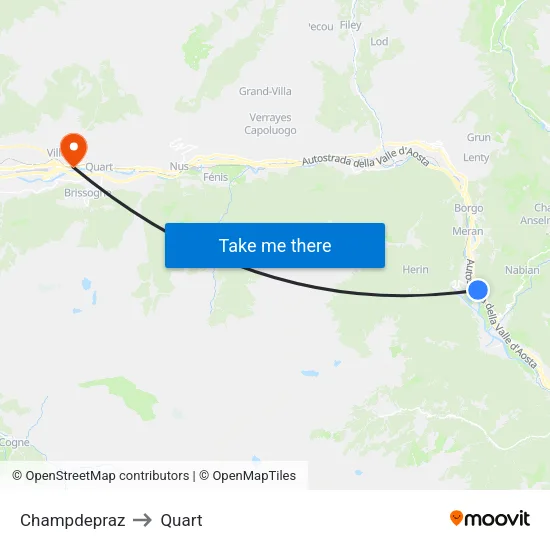 Champdepraz to Quart map