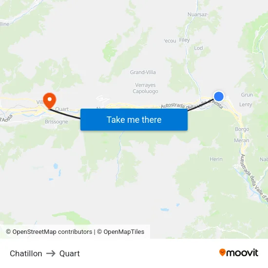 Chatillon to Quart map