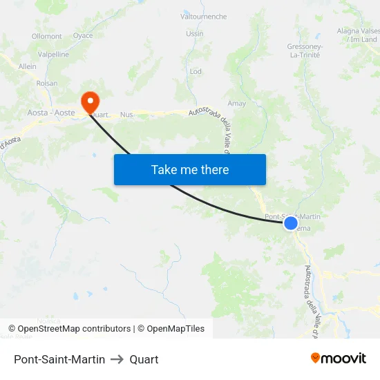 Pont-Saint-Martin to Quart map