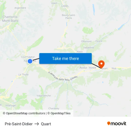 Prè-Saint-Didier to Quart map