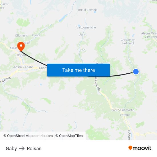 Gaby to Roisan map