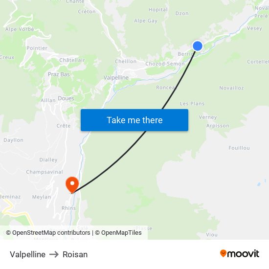 Valpelline to Roisan map