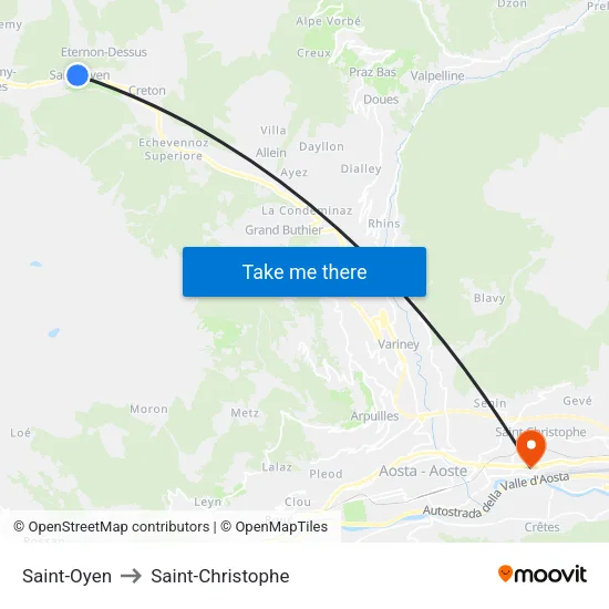 Saint-Oyen to Saint-Christophe map