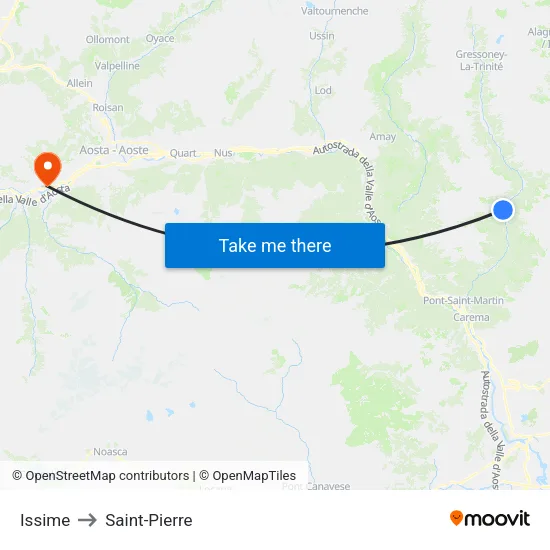 Issime to Saint-Pierre map