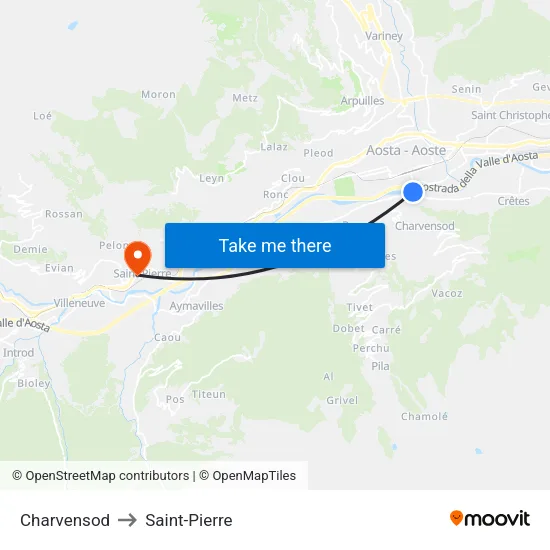 Charvensod to Saint-Pierre map