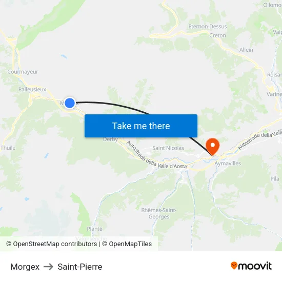 Morgex to Saint-Pierre map