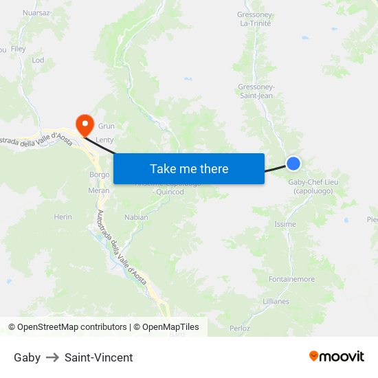 Gaby to Saint-Vincent map