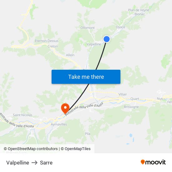 Valpelline to Sarre map