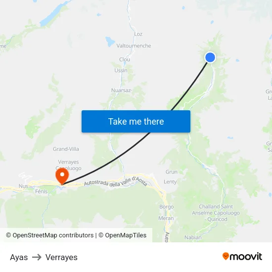 Ayas to Verrayes map