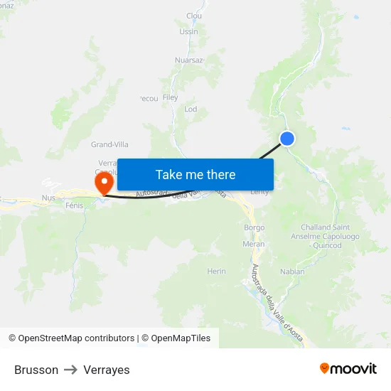 Brusson to Verrayes map