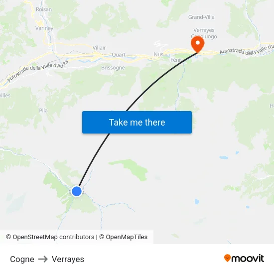 Cogne to Verrayes map