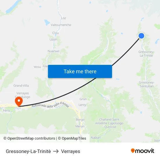 Gressoney-La-Trinitè to Verrayes map