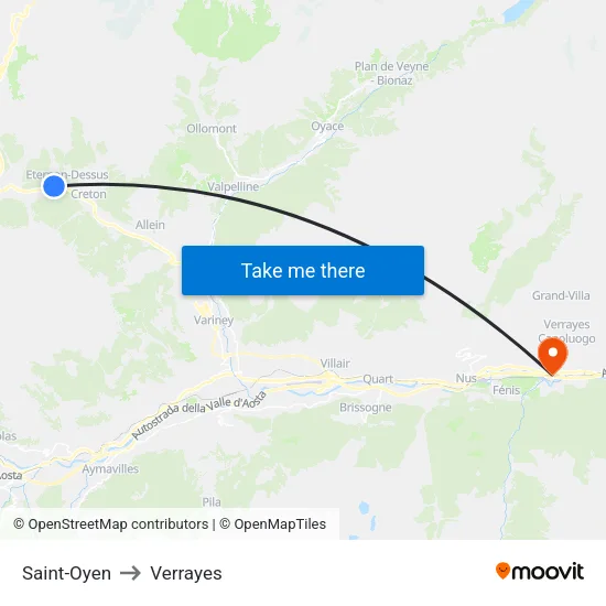 Saint-Oyen to Verrayes map