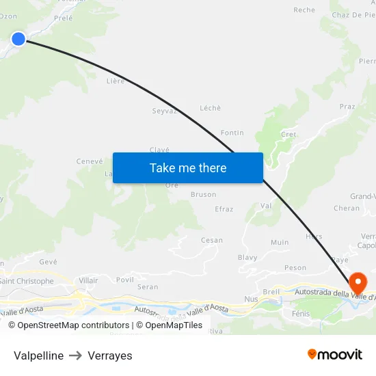 Valpelline to Verrayes map
