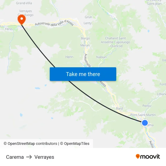 Carema to Verrayes map