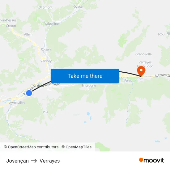 Jovençan to Verrayes map