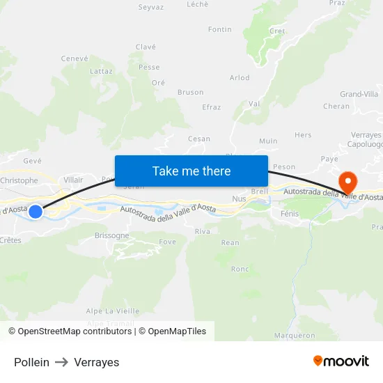 Pollein to Verrayes map