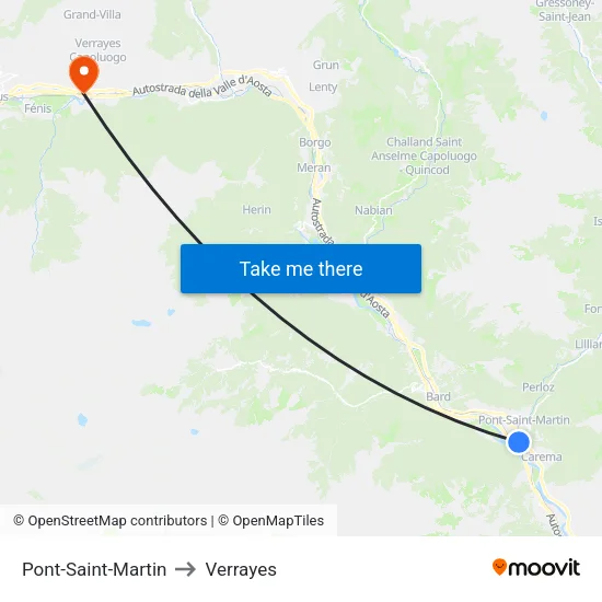 Pont-Saint-Martin to Verrayes map