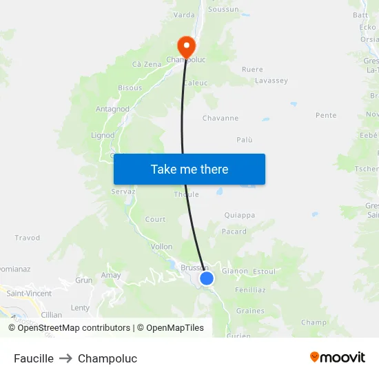 Faucille to Champoluc map
