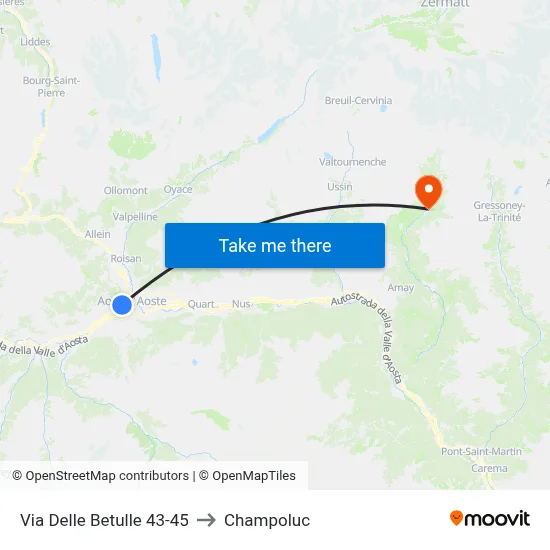 43-45 Birch Street to Champoluc map