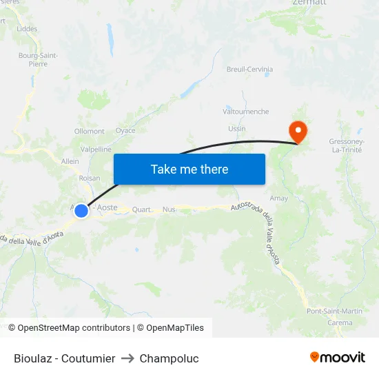 Bioulaz - Coutumier to Champoluc map