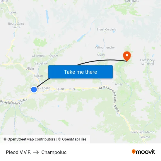 Pleod Fire Station to Champoluc map