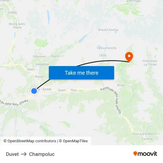 Duvet to Champoluc map