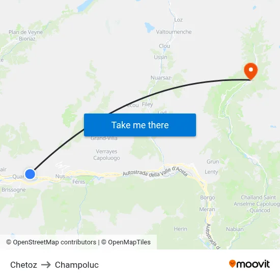 Chetoz to Champoluc map